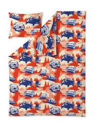 109399-4766; Vallila Mini ralli -pussilakanasetti Punainen-sininen / 150x210 cm