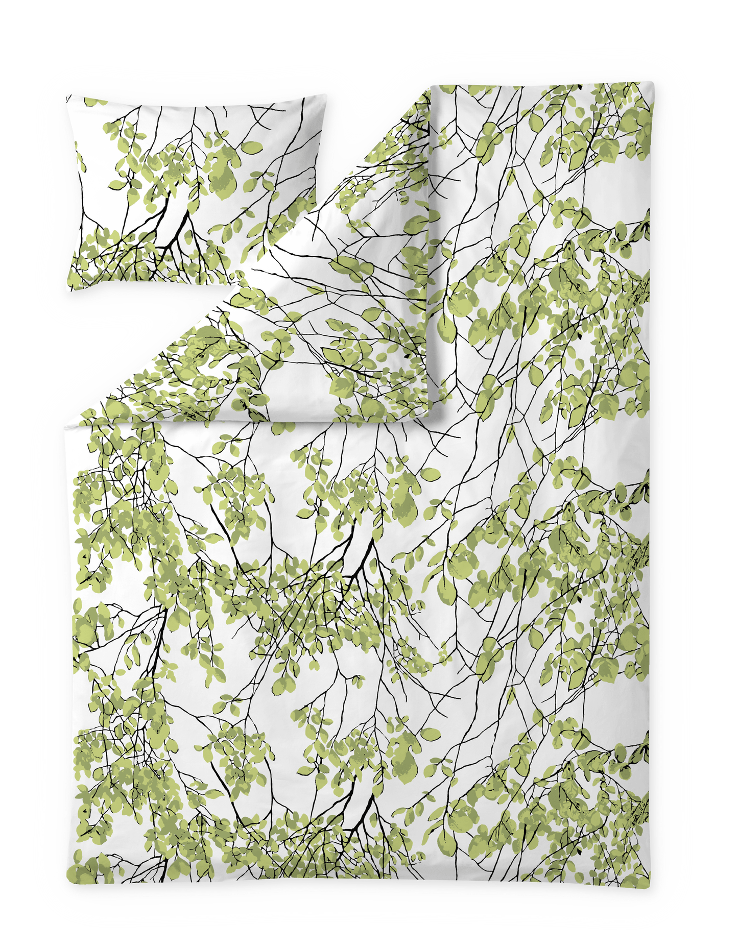 107240-9; Vallila Lehtisade-pussilakanasetti Lehdenvihreä / 150x210 + 50x60 cm
