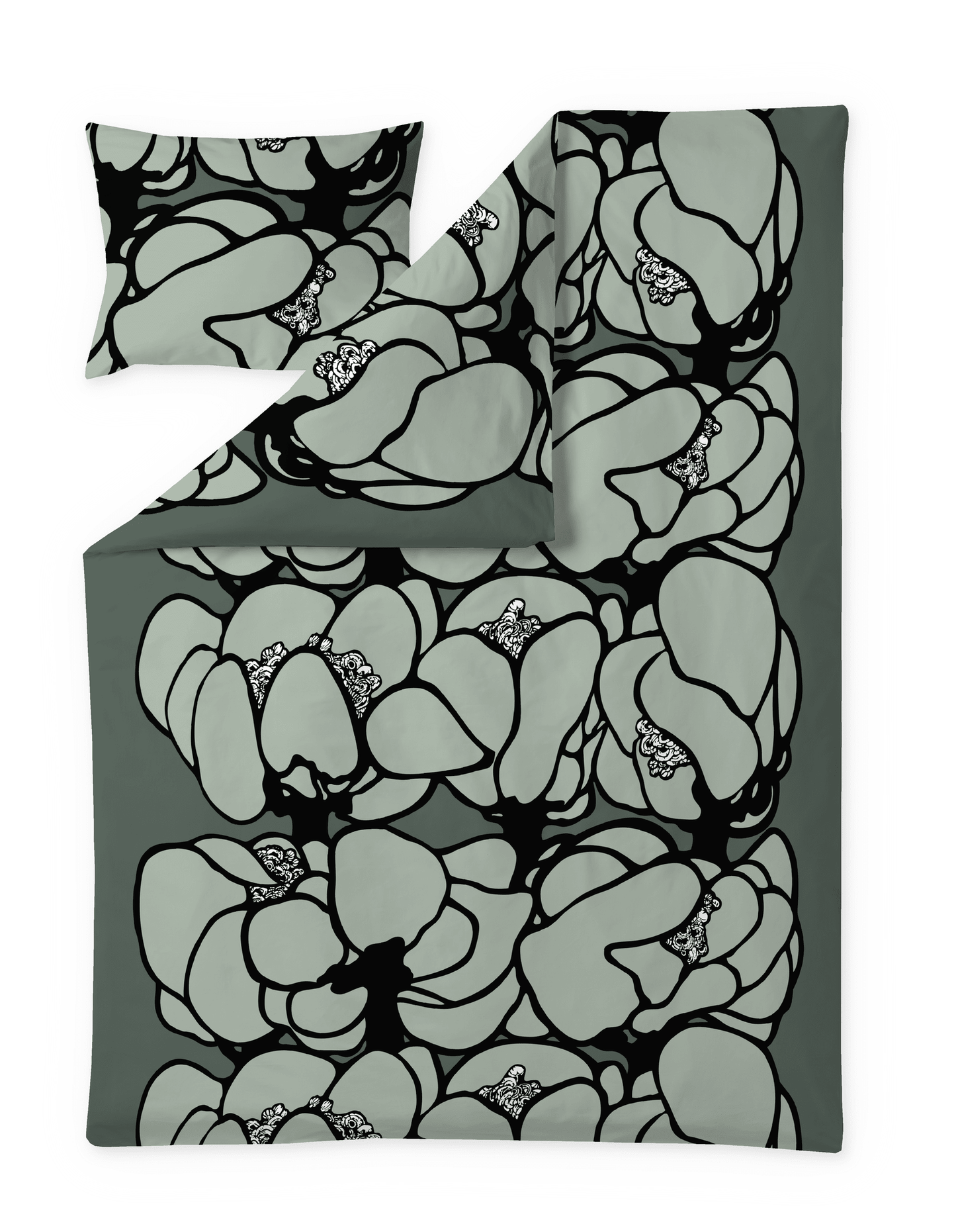 105091-7800; Vallila Makeba-satiinipussilakanasetti Salvianvihreä / 150x210 cm