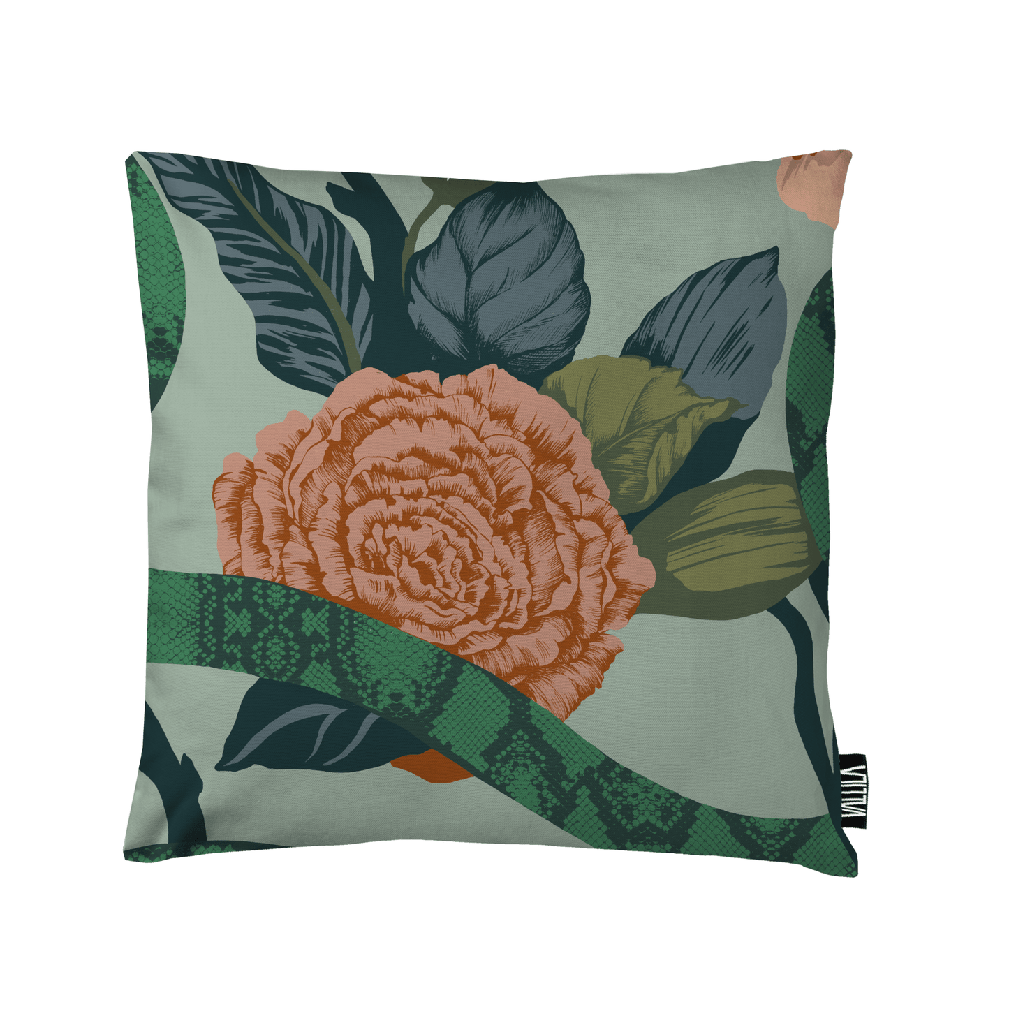 109131-7130; Vallila Kielletty puutarha -koristetyynynpäällinen Vihreä / 43x43 cm