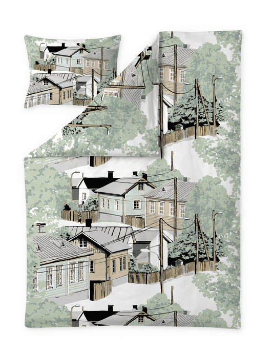 109039-7100; Vallila Naapurusto-pussilakanasetti Mintunvihreä / 150x210 cm 