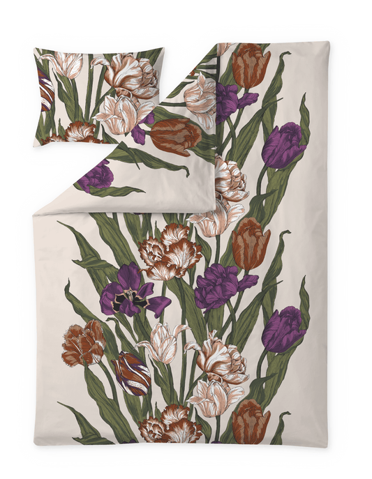 109038-3750; Vallila Kukoistus-satiinipussilakanasetti Terra-violetti / 150x210 cm 