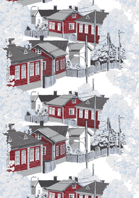 23310-93670-4801FA; Vallila Naapurusto-kangas 150 cm Punainen-valkoinen / 150 cm 