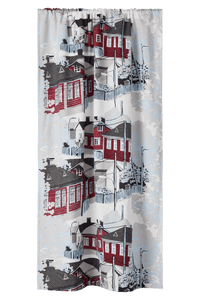23310-93670-4801CU; Vallila Naapurusto-verho Punainen-valkoinen / 140x250 cm 