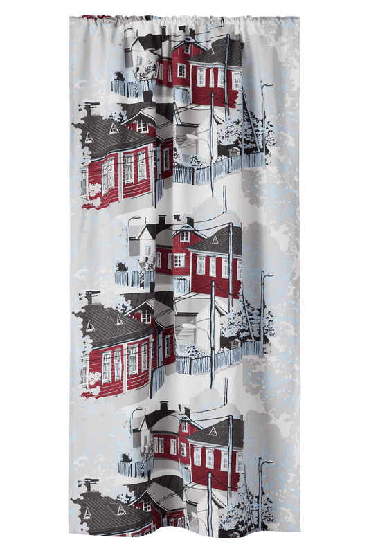 23310-93670-4801CU; Vallila Naapurusto-verho Punainen-valkoinen / 140x250 cm 