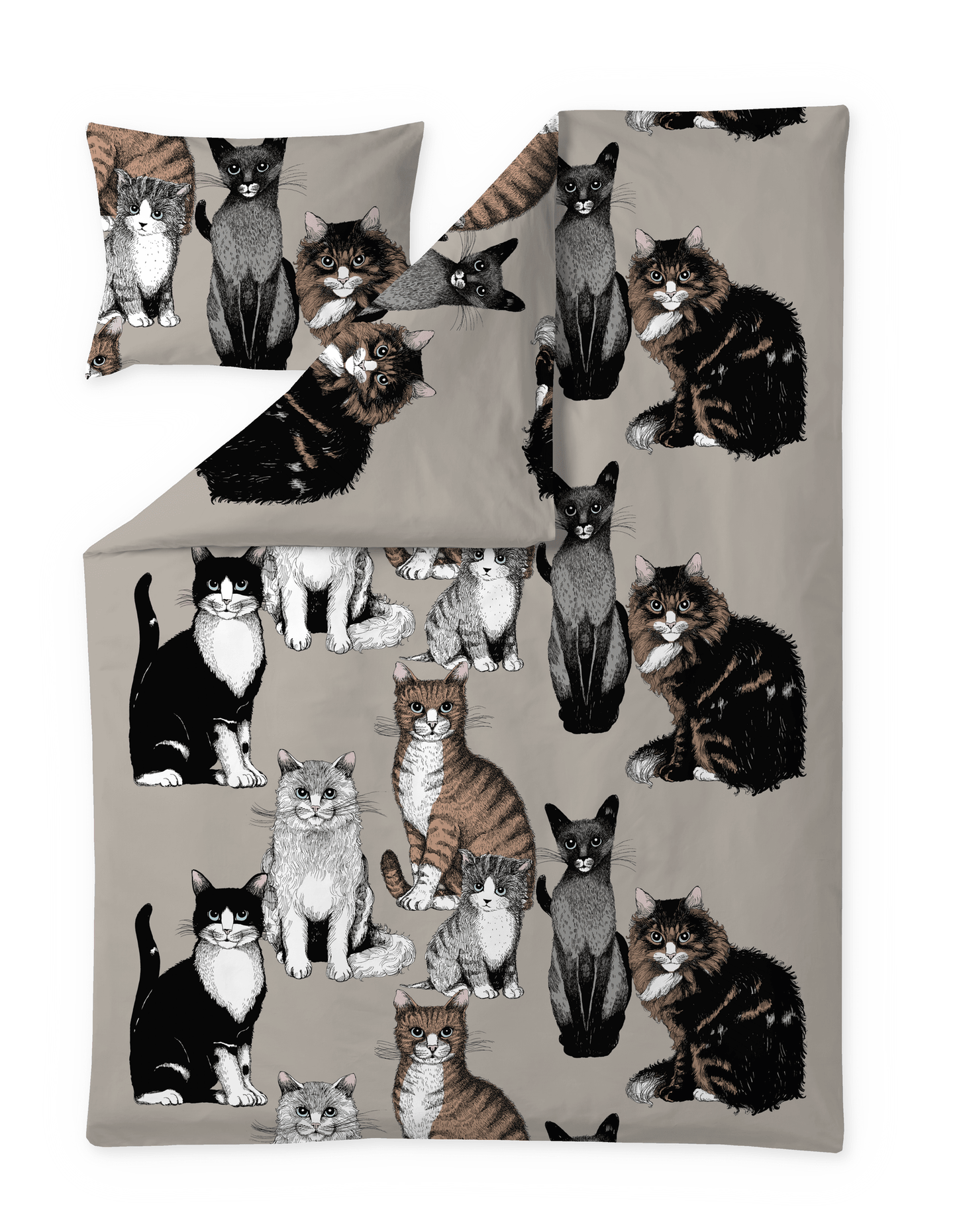 101853-1000; Vallila Kitties-pussilakanasetti Hiekka / 150x210 cm 