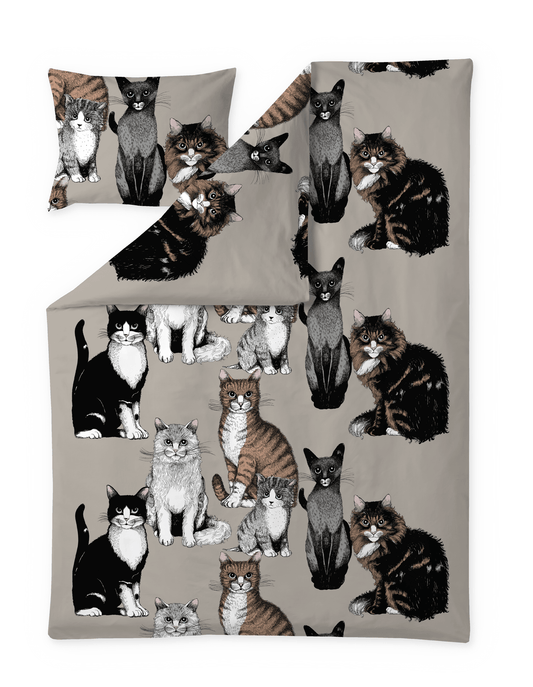 101853-1000; Vallila Kitties-pussilakanasetti Hiekka / 150x210 cm 