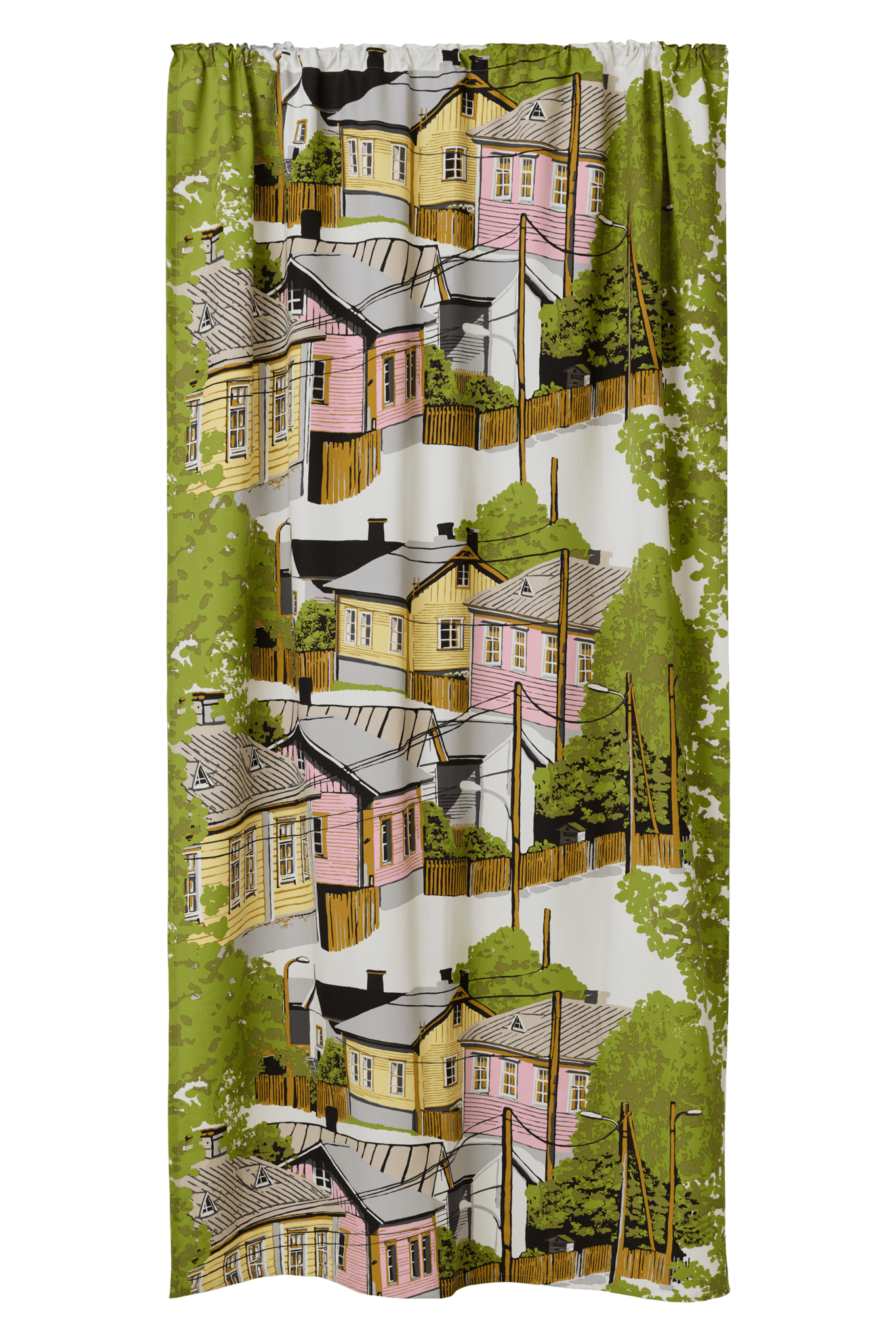 109010-4220; Vallila Naapurusto-verho Pinkki-keltainen / 140x250 cm 