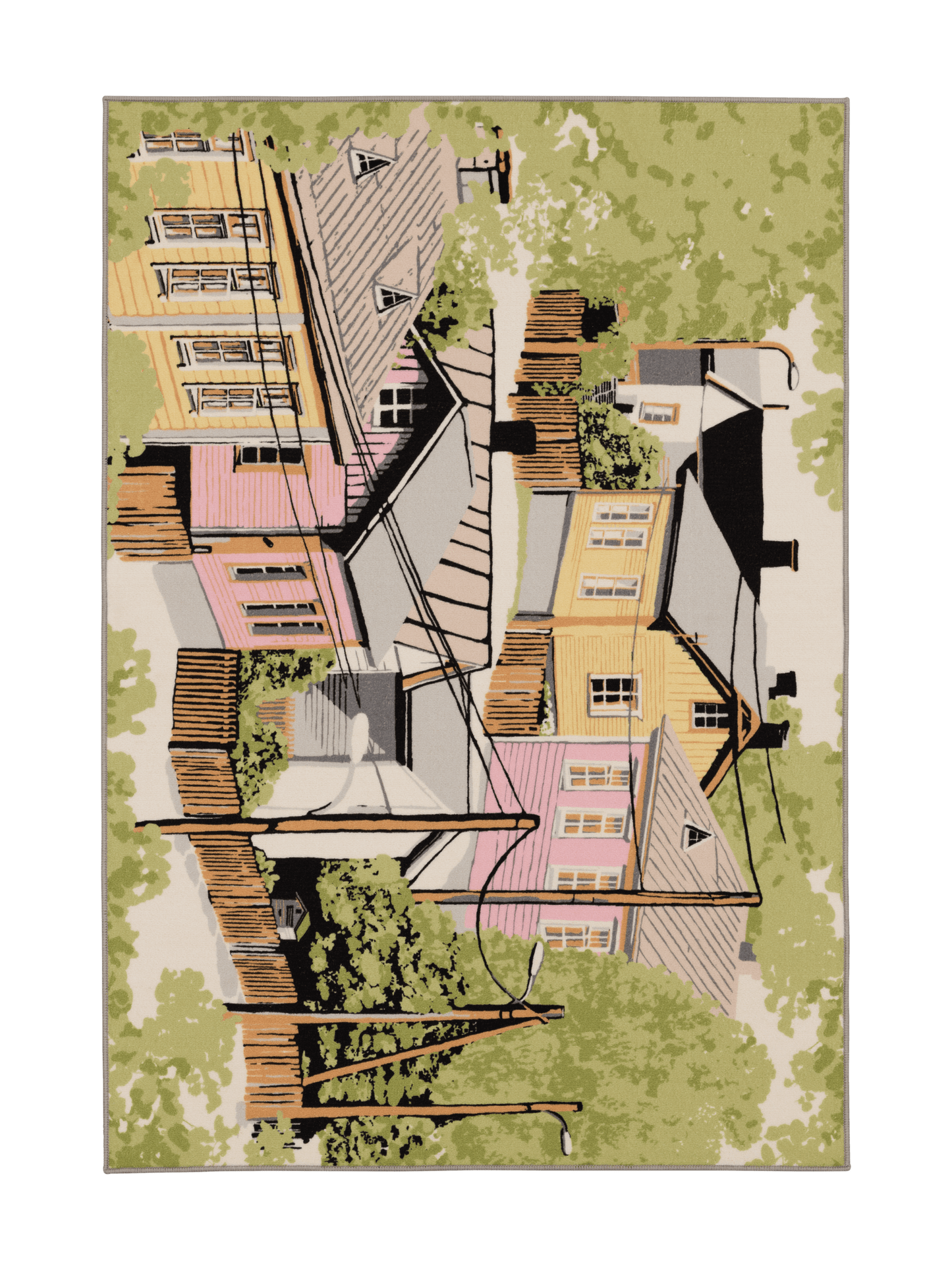 109079-4220; Vallila Naapurusto-matto Pinkki-keltainen / 133x190 cm 