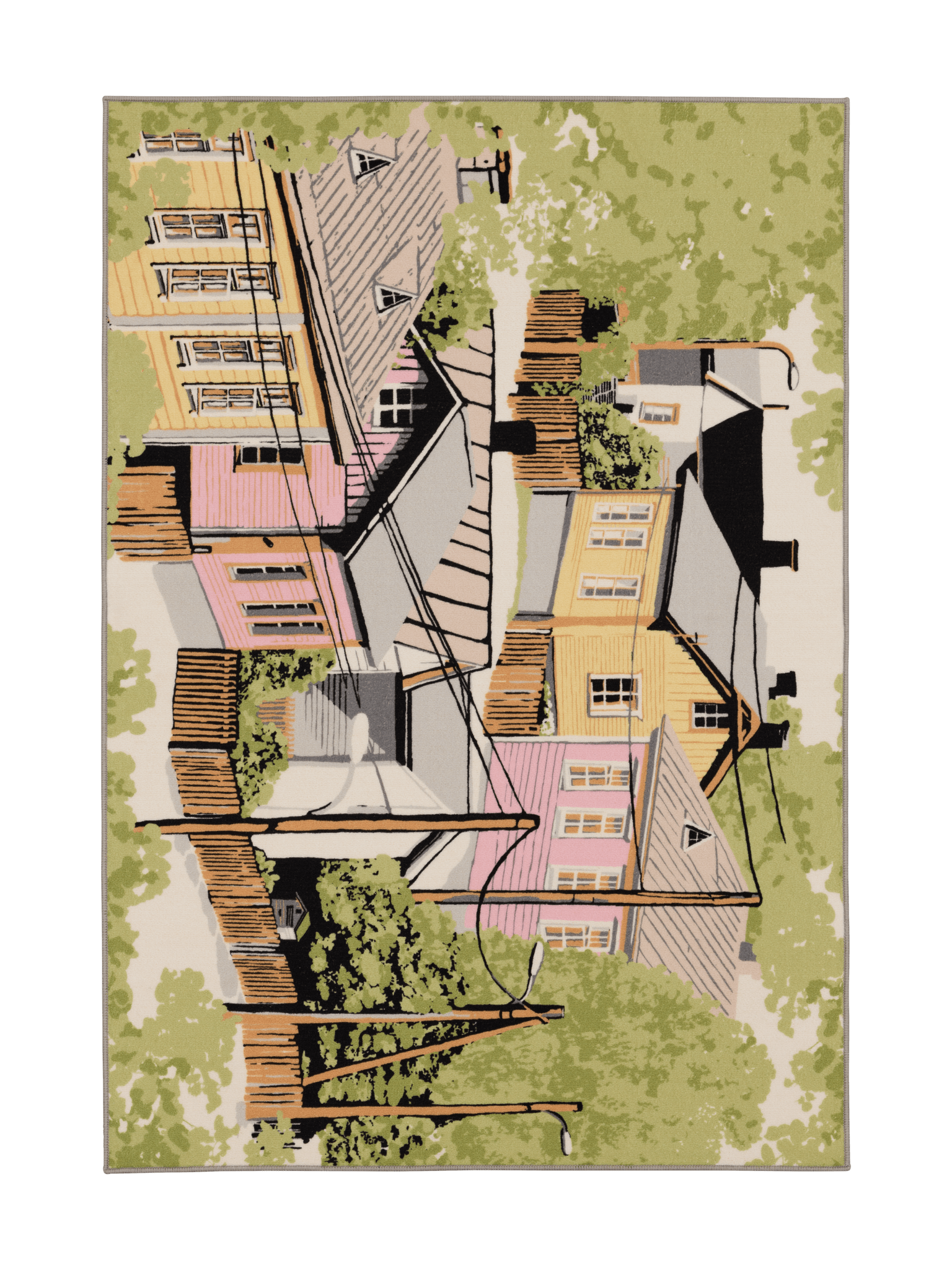 109079-4220; Vallila Naapurusto-matto Pinkki-keltainen / 133x190 cm 