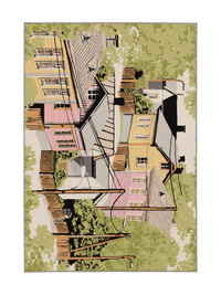109079-4220; Vallila Naapurusto-matto Pinkki-keltainen / 133x190 cm 