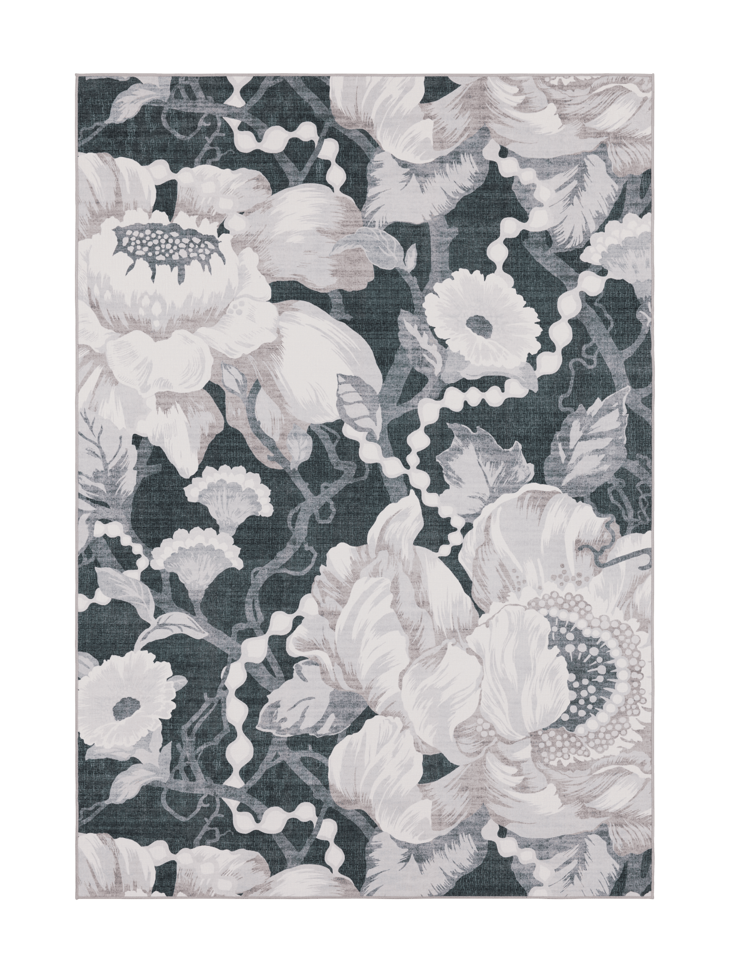 108771-9901; Vallila Romanssi-matto Musta-valkoinen / 160x230 cm 
