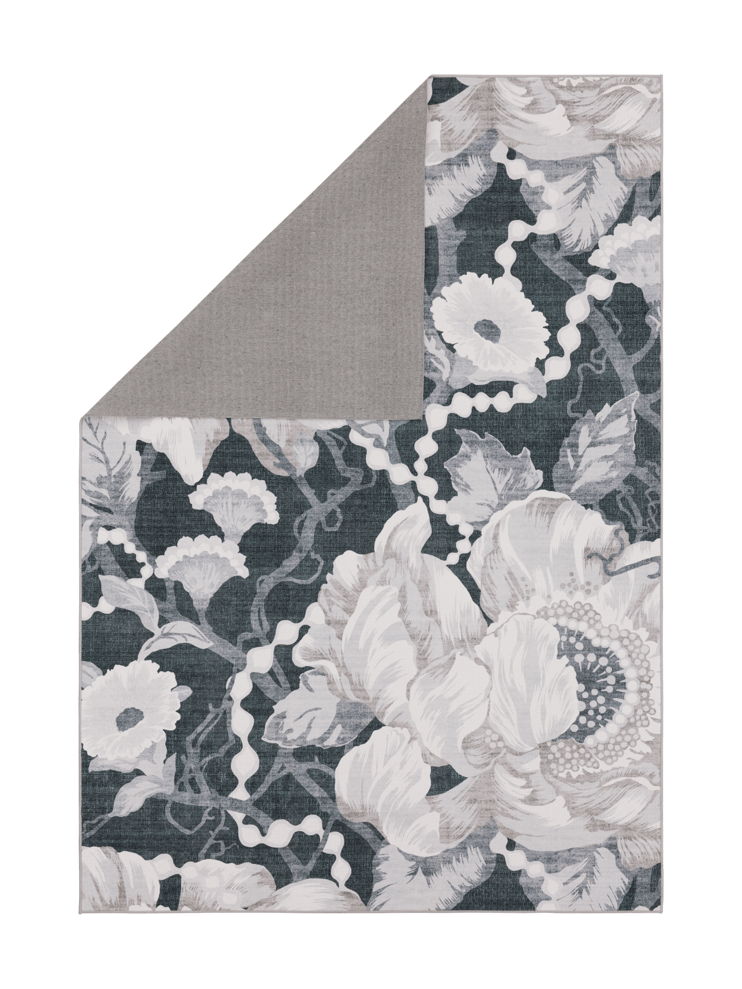 108771-9901_2; Vallila Romanssi-matto Musta-valkoinen / 160x230 cm 