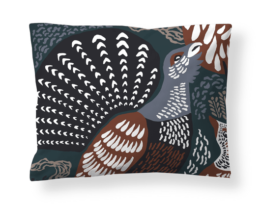 109315-7913; Vallila Metsänvartijat-tyynyliina Teal-ruskea / 50x60 cm 