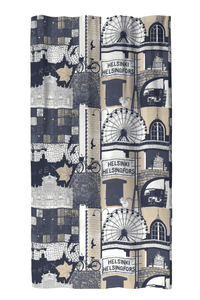 101924-1067; Vallila Helsinki-verho Beige-sininen / 140x250 cm 