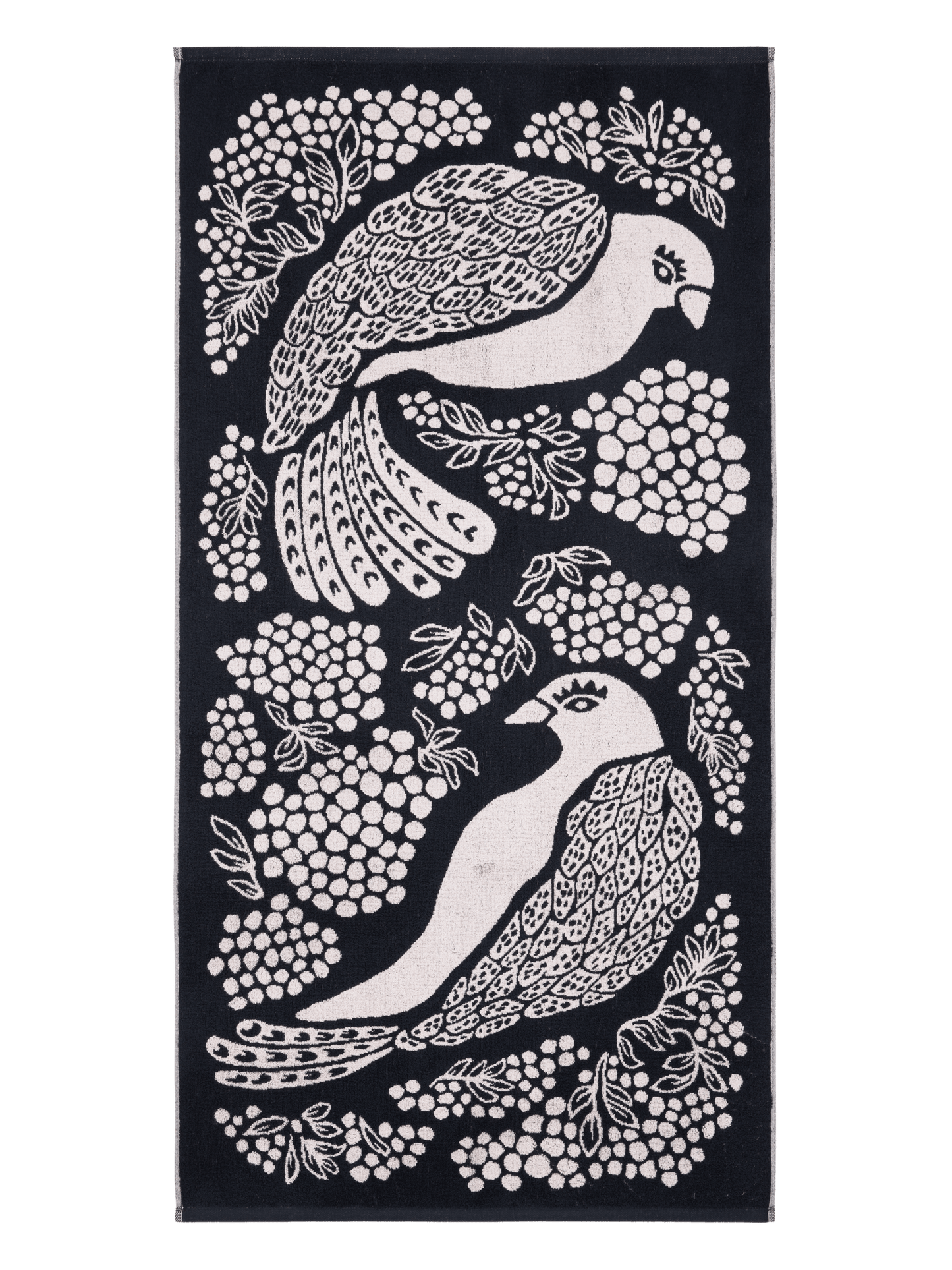 108999-9901; Vallila Viserrys-pyyhe Musta-valkoinen / 70x140 cm 
