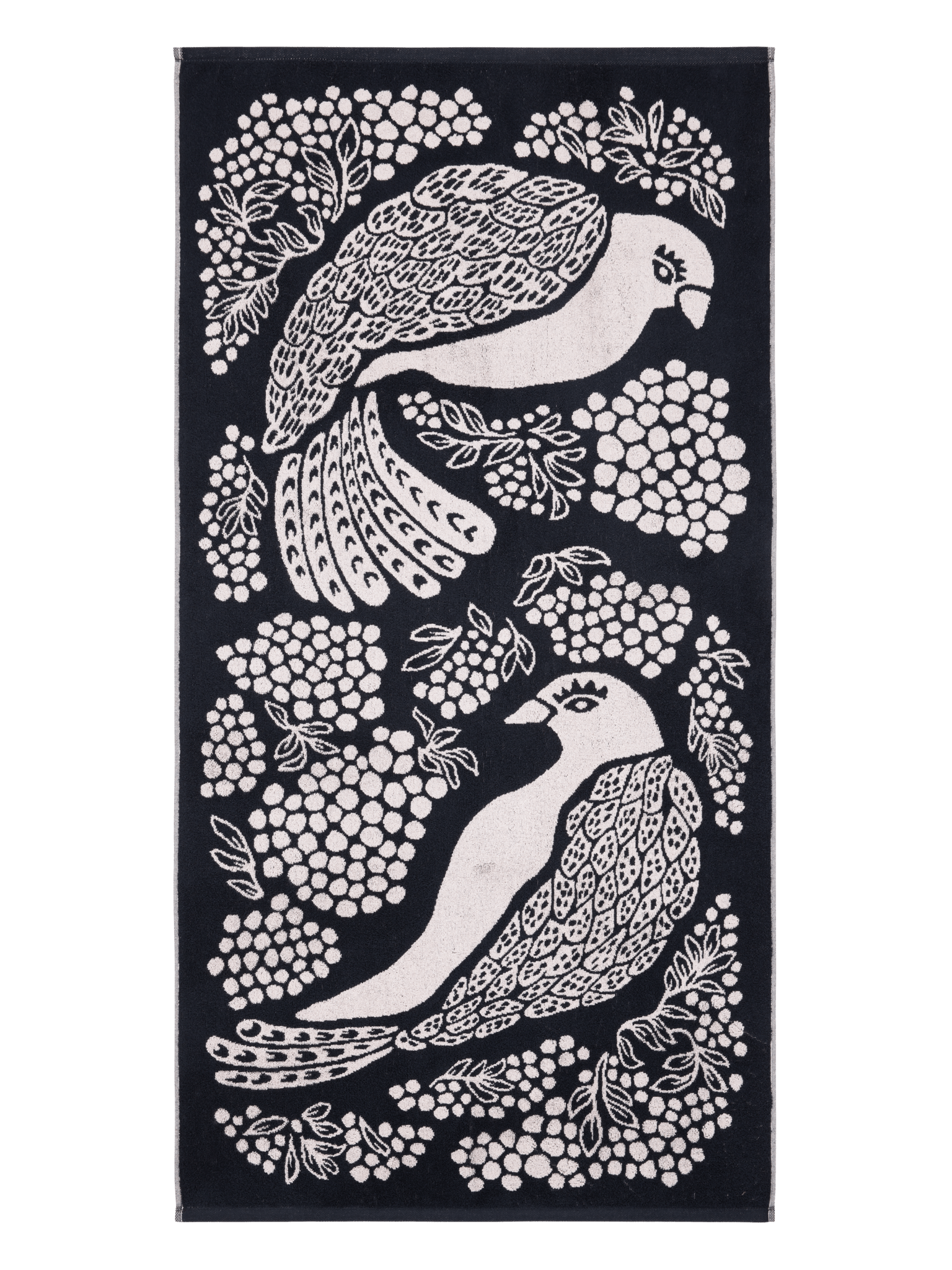 108999-9901; Vallila Viserrys-pyyhe Musta-valkoinen / 70x140 cm 