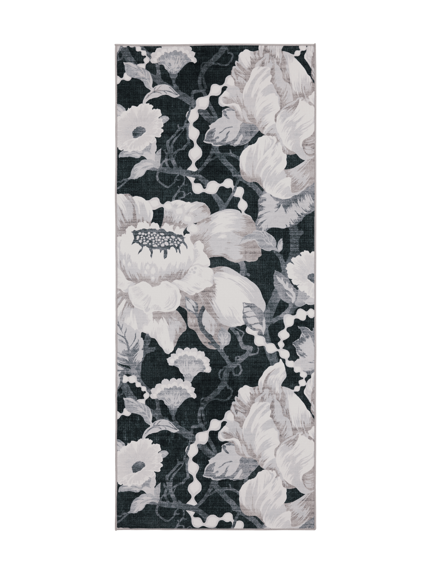108768-9901; Vallila Romanssi-käytävämatto Musta-valkoinen / 80x150 cm 