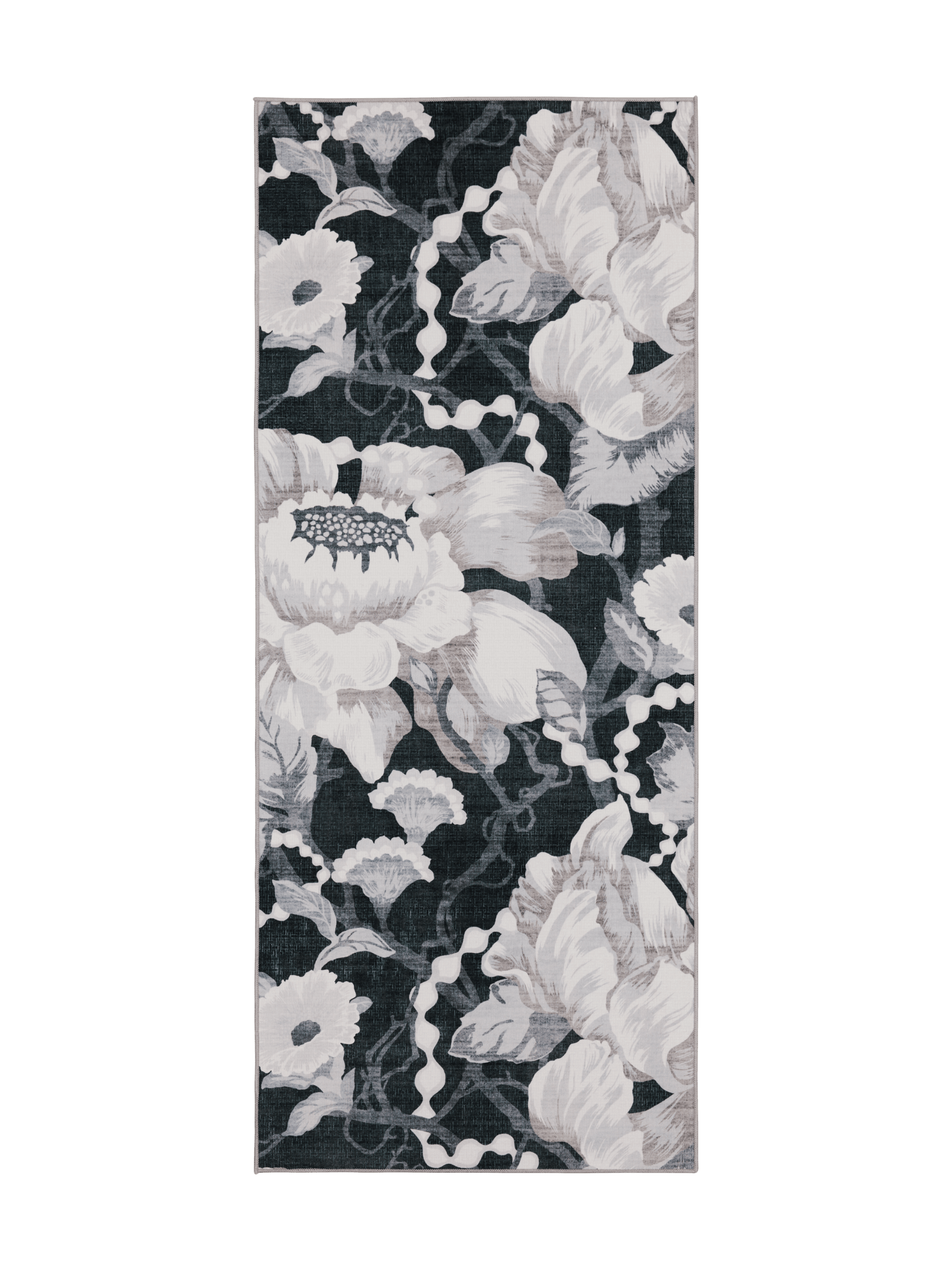 108769-9901; Vallila Romanssi-käytävämatto Musta-valkoinen / 80x200 cm 
