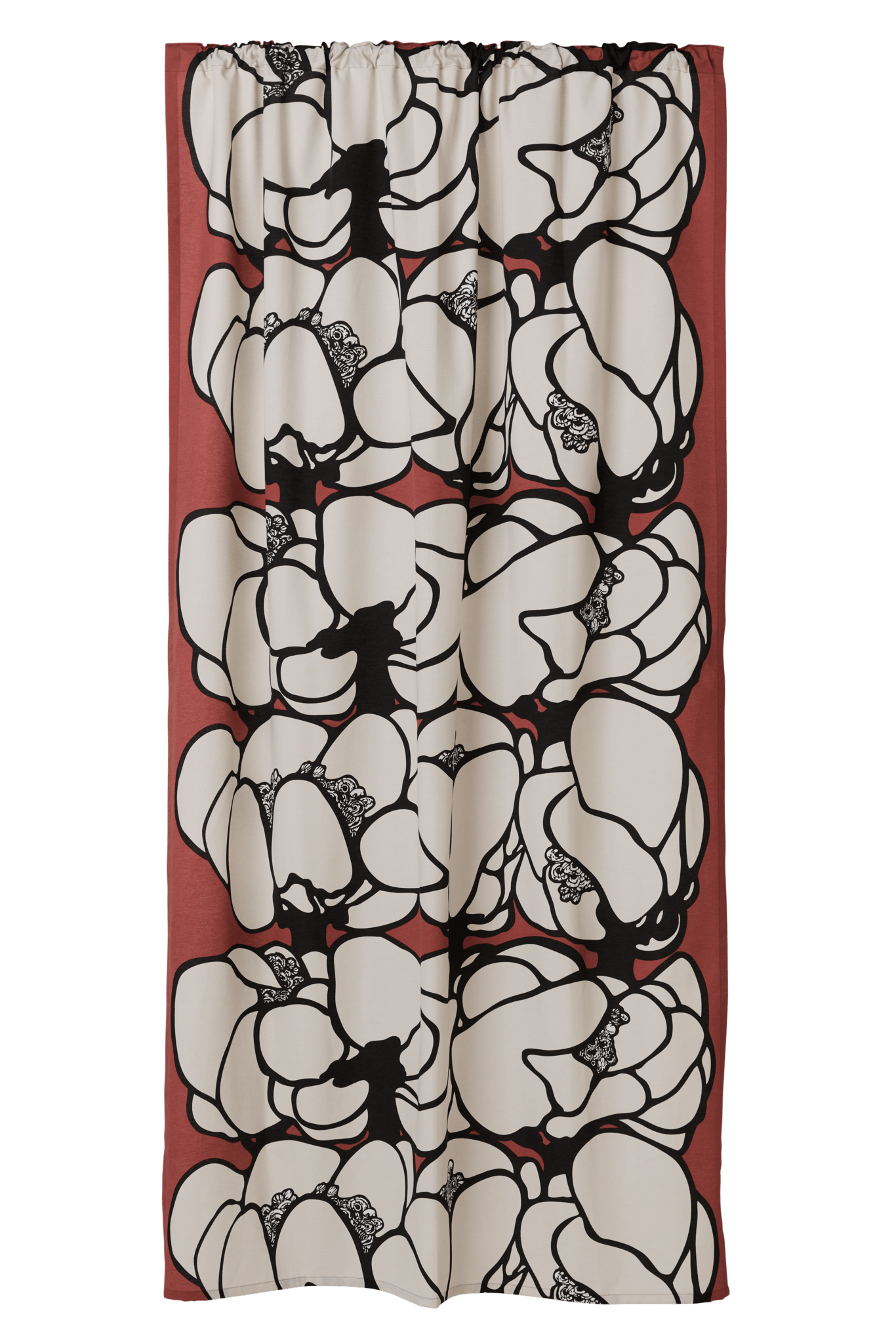 107212-4202; Vallila Makeba-verho Punainen-harmaa / 140x250 cm 