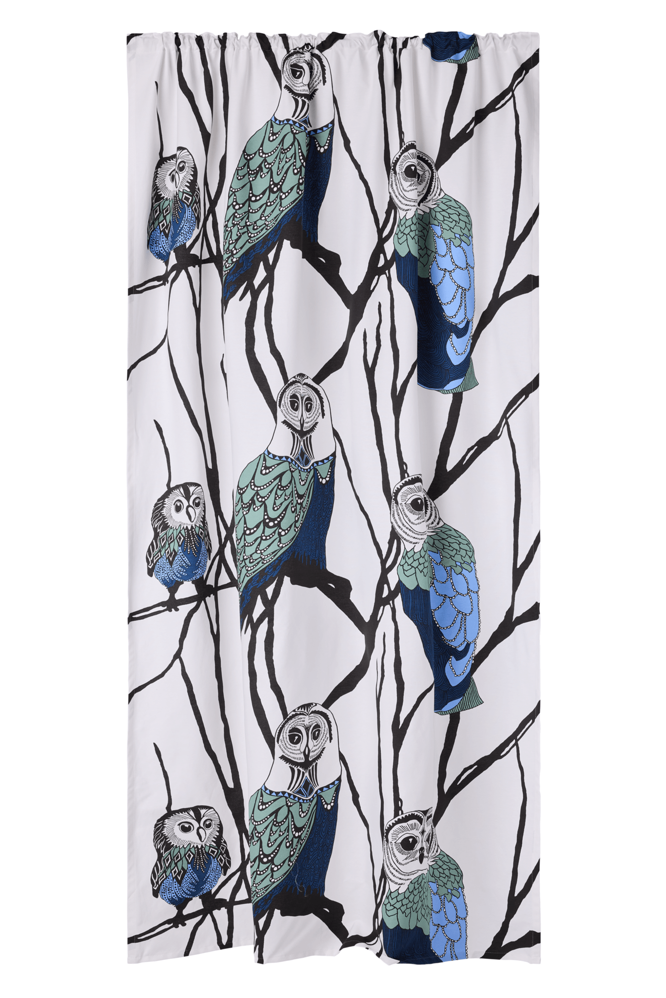 108844-6300; Vallila Huhuu-verho Sininen / 140x250 cm 